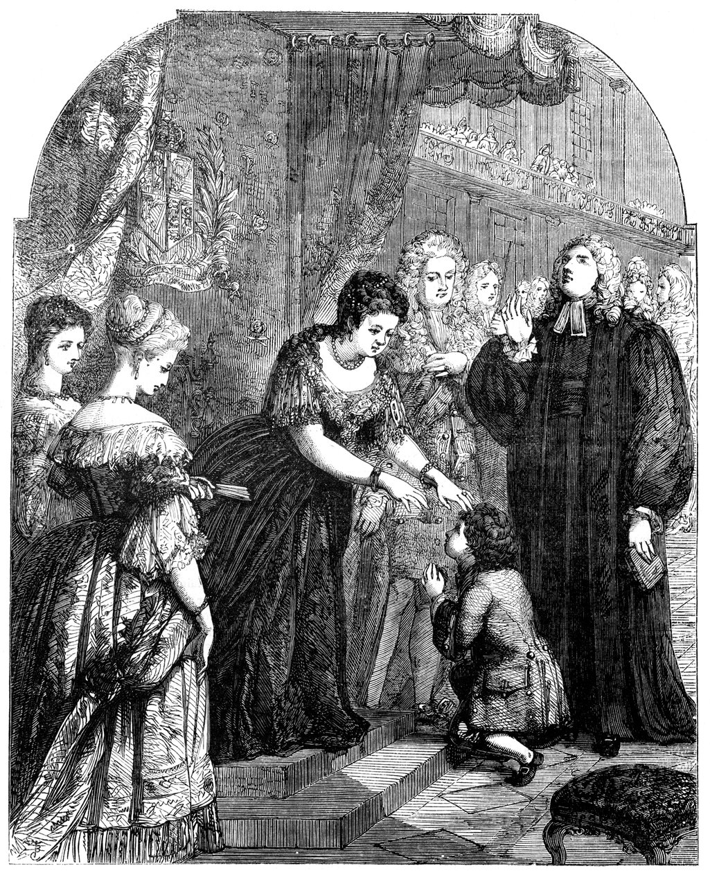 Królowa Anna 1665-1714 dotykająca młodego Samuela Johnsona w imię zła autorstwa Unbekannt