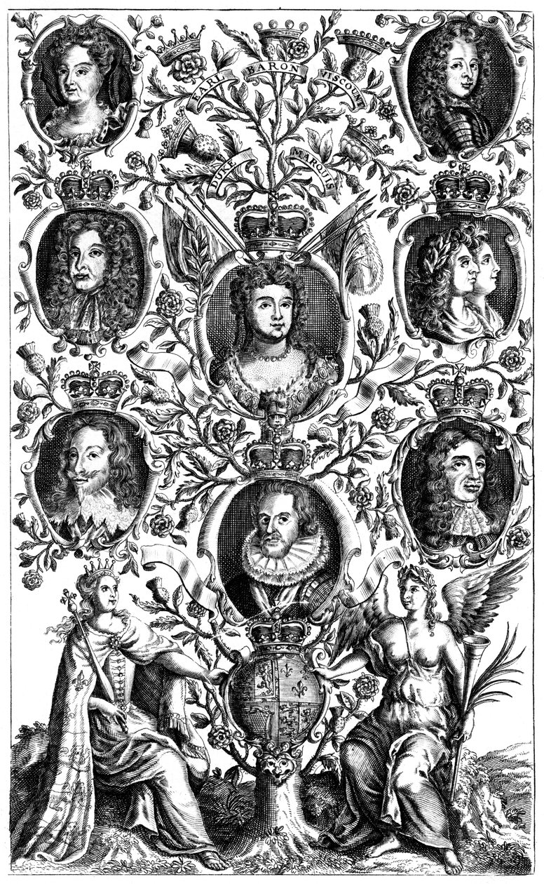 Drzewo genealogiczne królowej Anny 1665-1714 autorstwa Unbekannt