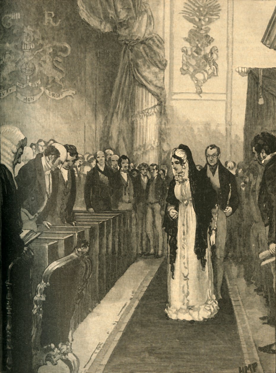 Królowa Karolina wchodząca do Izby Lordów podczas procesu, Westminster, Londyn, 1820–1890. autorstwa Unbekannt
