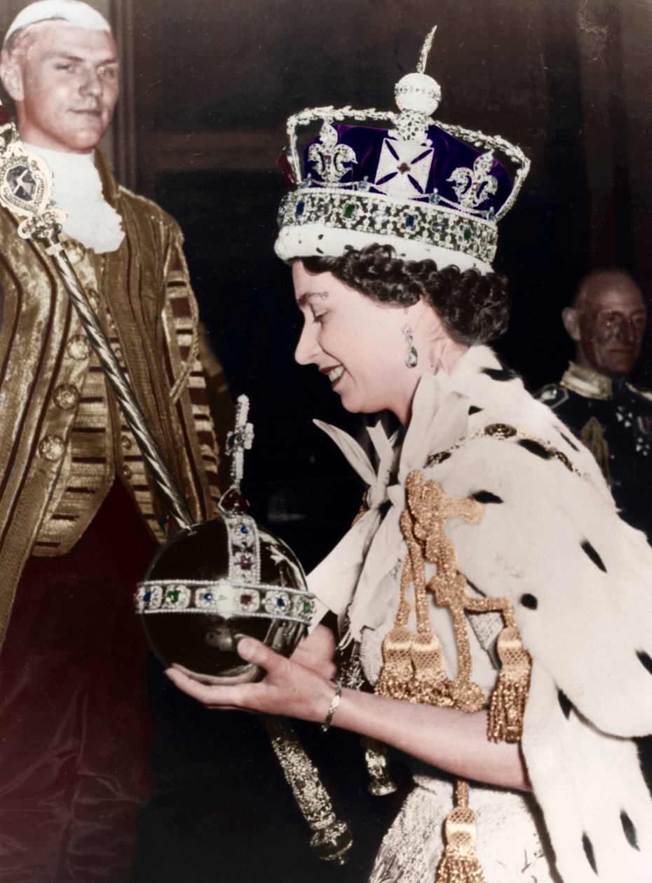 Królowa Elżbieta II powraca do Pałacu Buckingham po koronacji, 1953 autorstwa Unbekannt