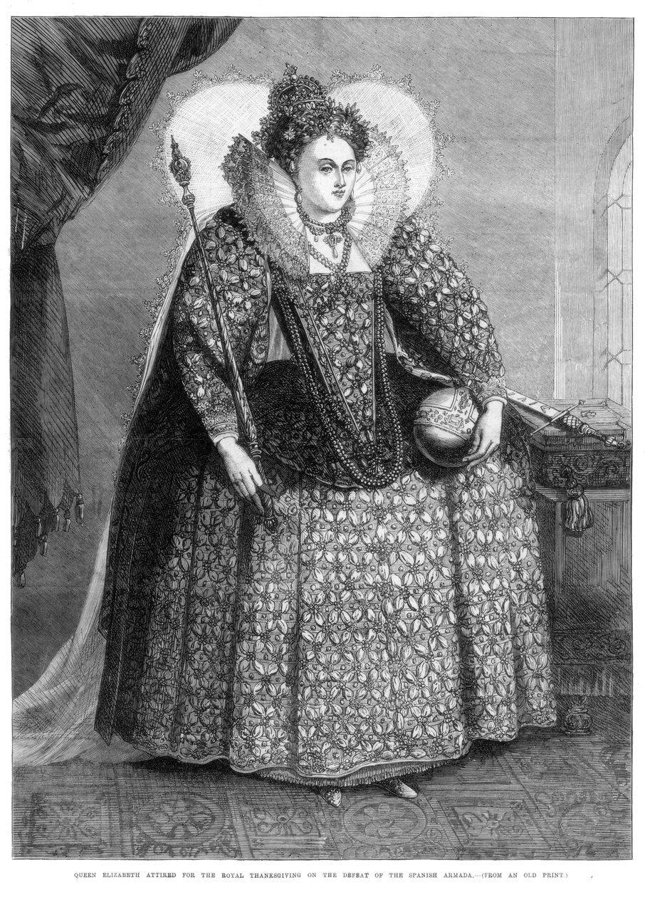 Królowa Elżbieta ubrana na królewskie dziękczynienie po klęsce hiszpańskiej Armady, 1872 autorstwa Unbekannt