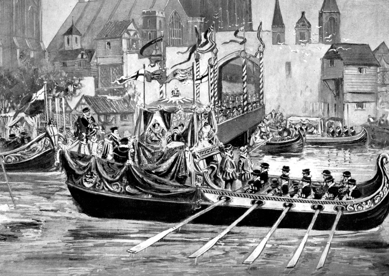 Rzeka koronacyjna procesja królowej Elżbiety, Londyn, 1558 c1905 autorstwa Unbekannt