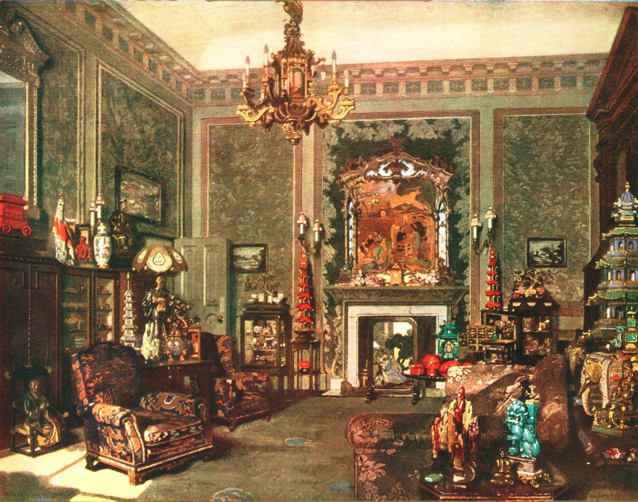 Chińska sala Chippendale Queen Mary w Pałacu Buckingham, c1935 autorstwa Unbekannt