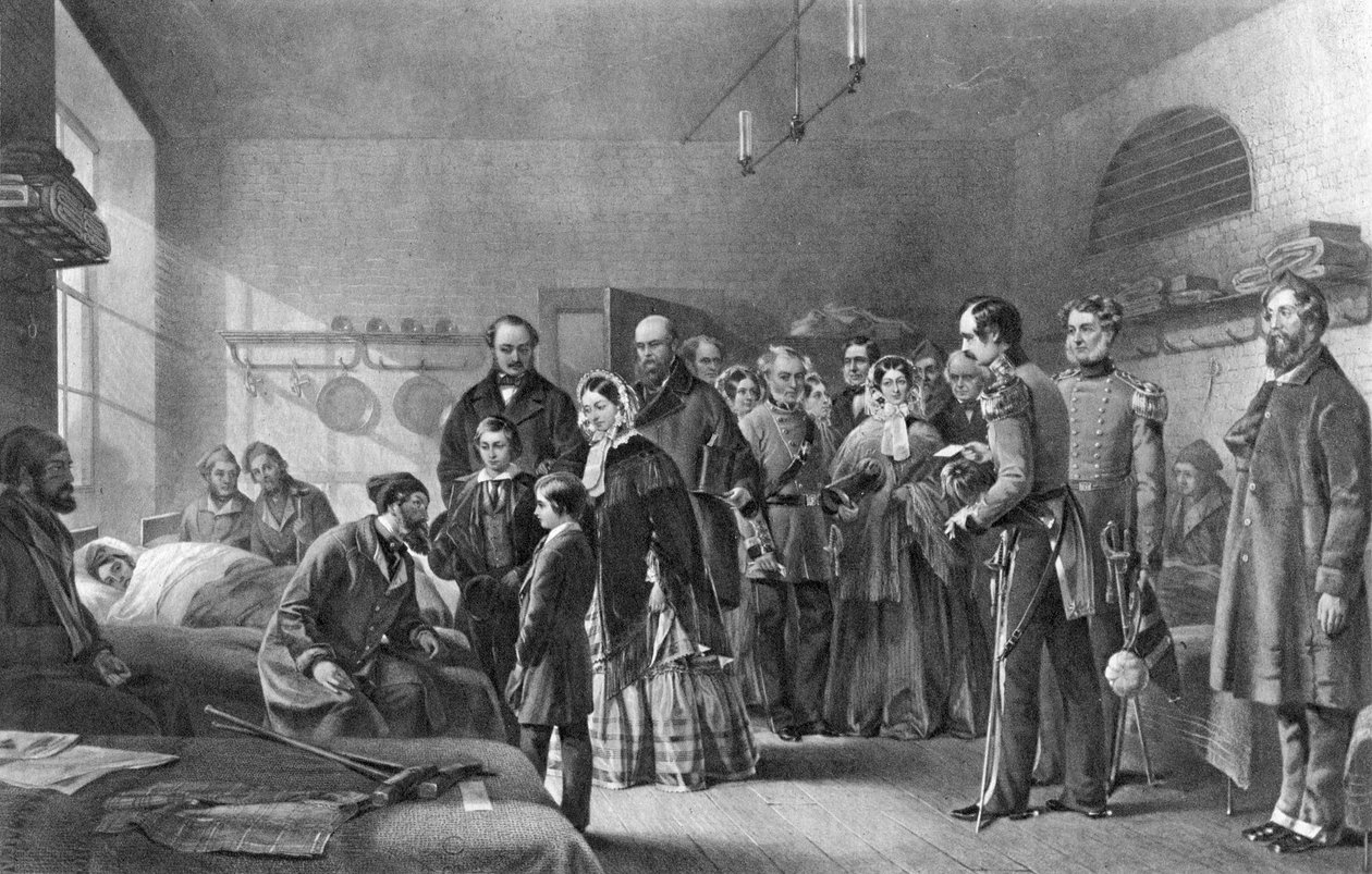Królowa Wiktoria 1819-1901 odwiedzająca rannych żołnierzy, XIX w. autorstwa Unbekannt