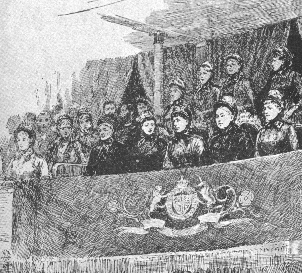 Królowa Wiktoria na przedstawieniu... Mors et Vita w Albert Hall, 1886, 1901. autorstwa Unbekannt