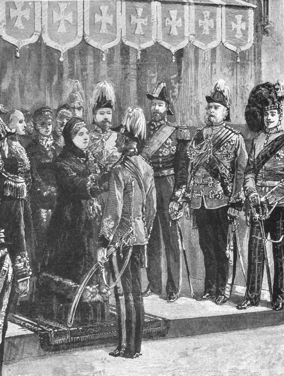 Królowa Wiktoria dekorująca oficerów... w Windsorze, 8 grudnia 1879, 1901. autorstwa Unbekannt