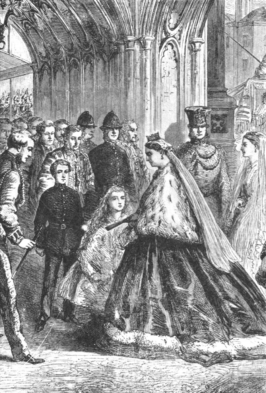 Królowa Wiktoria wchodząca do Pałacu Westminsterskiego, 5 lutego 1867, 1901. autorstwa Unbekannt