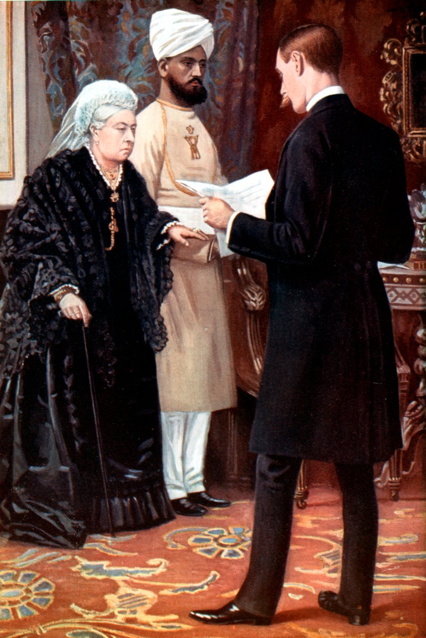 Królowa Wiktoria słucha depeszy z linii frontu podczas wojny burskiej, 1899-1901. autorstwa Unbekannt