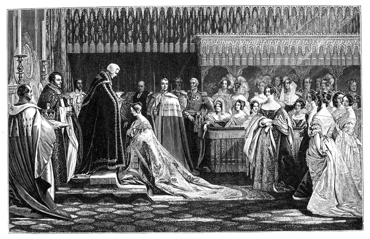 Królowa Wiktoria przyjmująca sakrament podczas koronacji, 28 czerwca 1838, 1900 autorstwa Unbekannt