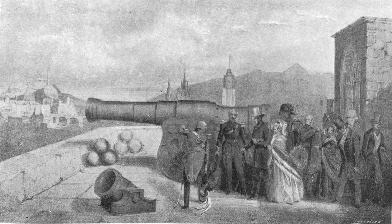 Pierwsza wizyta królowej Wiktorii w Szkocji, 1842: Inspekcja Mons Meg na zamku w Edynburgu, 1901. autorstwa Unbekannt