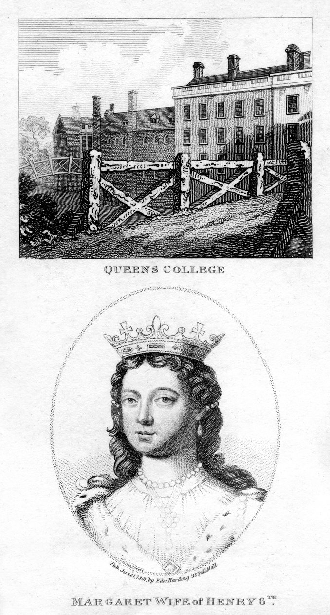 Queens College, Cambridge i Margaret of Anjou, królowa małżonka Henryka VI, 1801 r autorstwa Unbekannt