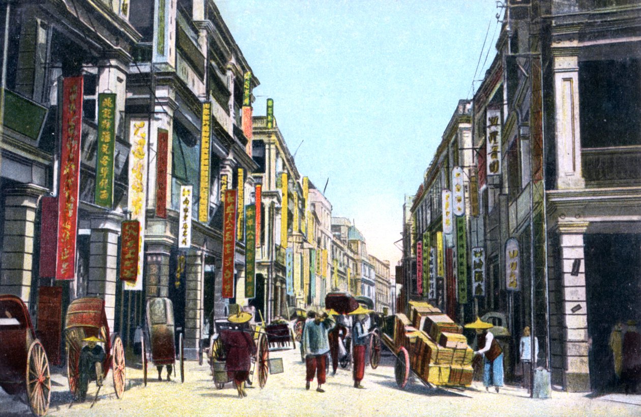Queens Road Central, Hongkong, Chiny, ok. 1900 autorstwa Unbekannt