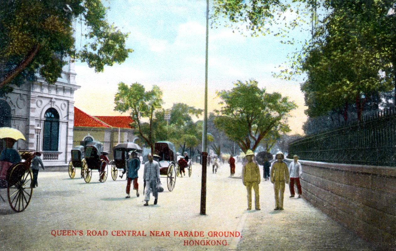 Queens Road Central, w pobliżu placu apelowego, Hongkong, Chiny, ok. 1900 autorstwa Unbekannt