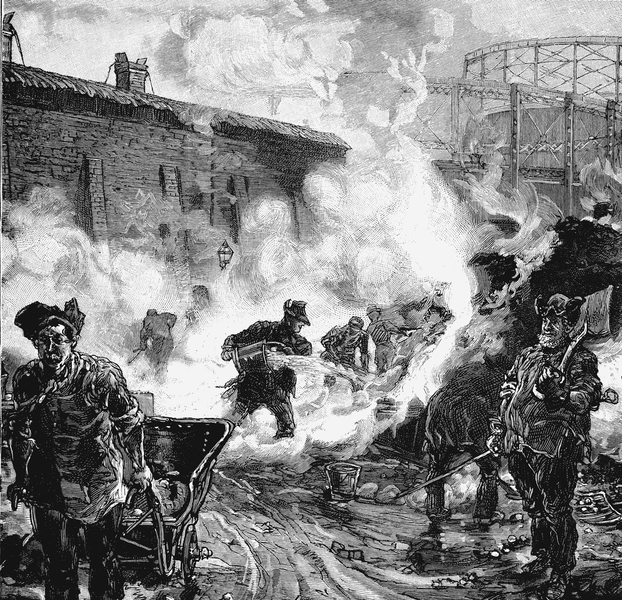 Gaszenie koksu, zakłady South Metropolitan Gas Companys, East Greenwich, Londyn, 1891 autorstwa Unbekannt