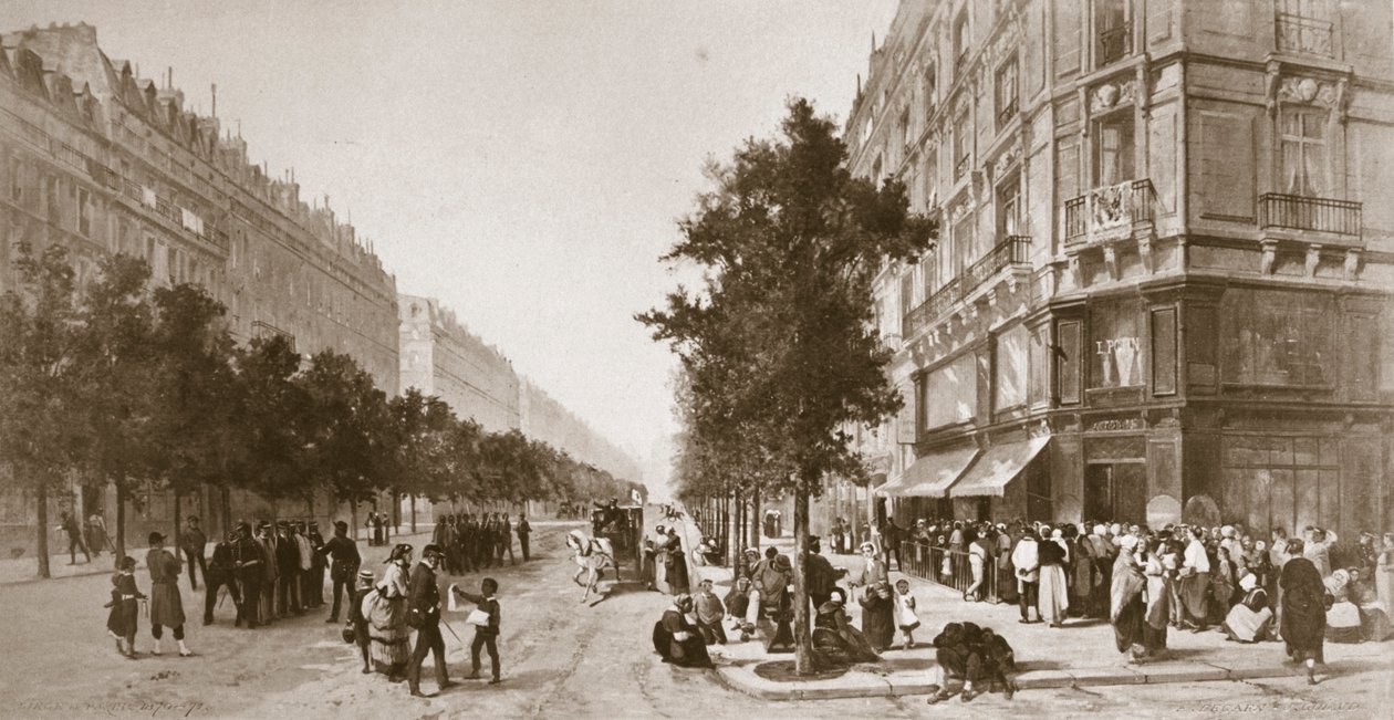 Kolejka przed sklepem spożywczym, oblężenie Paryża, wojna francusko-pruska, 1870-1871 autorstwa Unbekannt