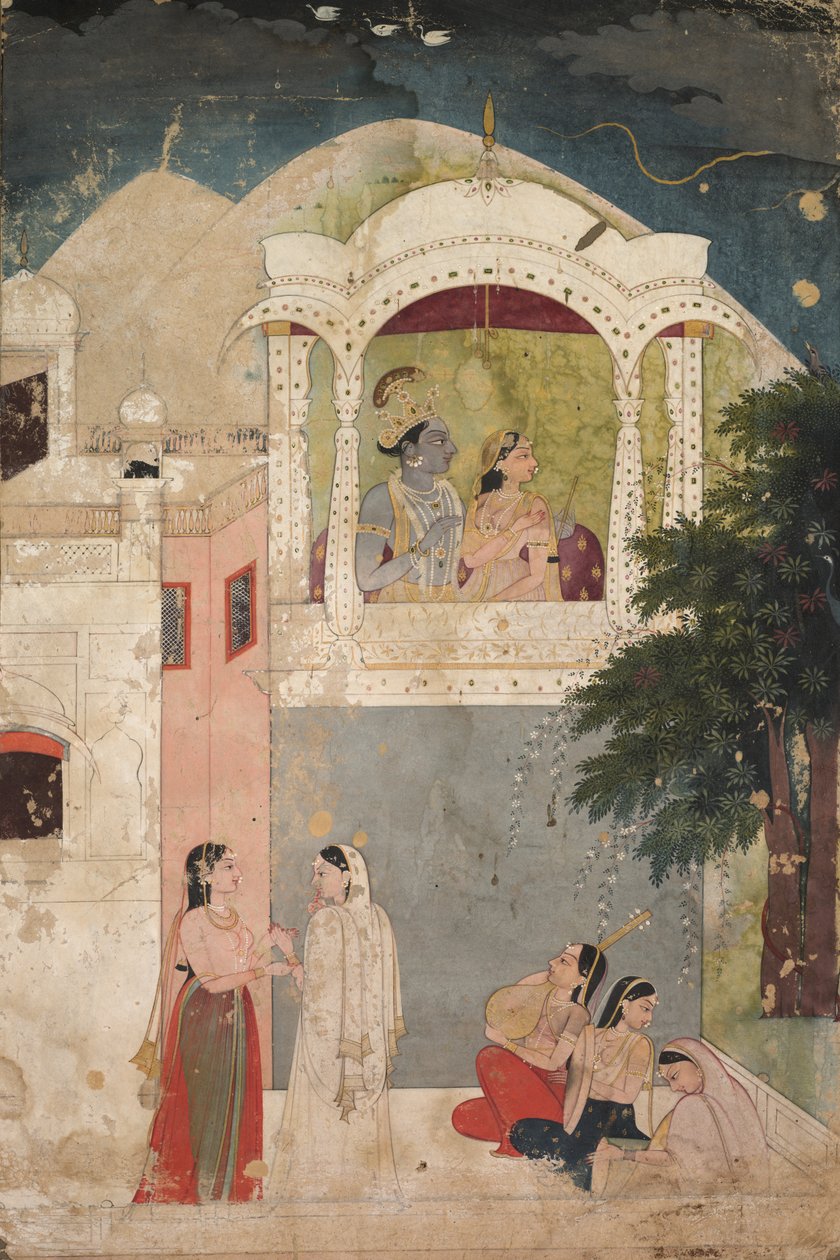 Radha i Kryszna siedzą na balkonie, ok. 1930 r. 1760. autorstwa Unbekannt
