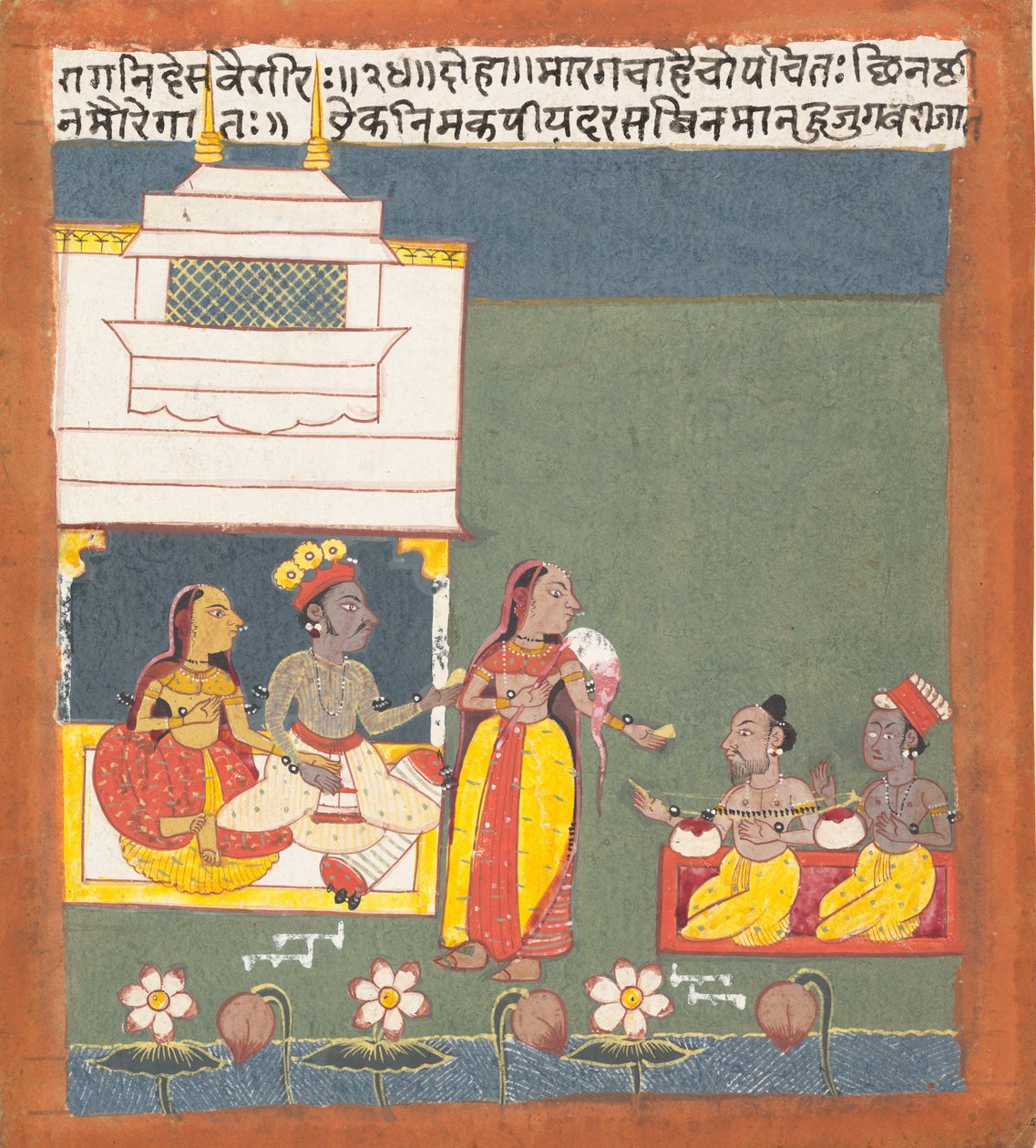 Ragini Des Variri: Strona z girlandy trybów muzycznych z rozproszonej serii Ragamala, ca. 1680. autorstwa Unbekannt