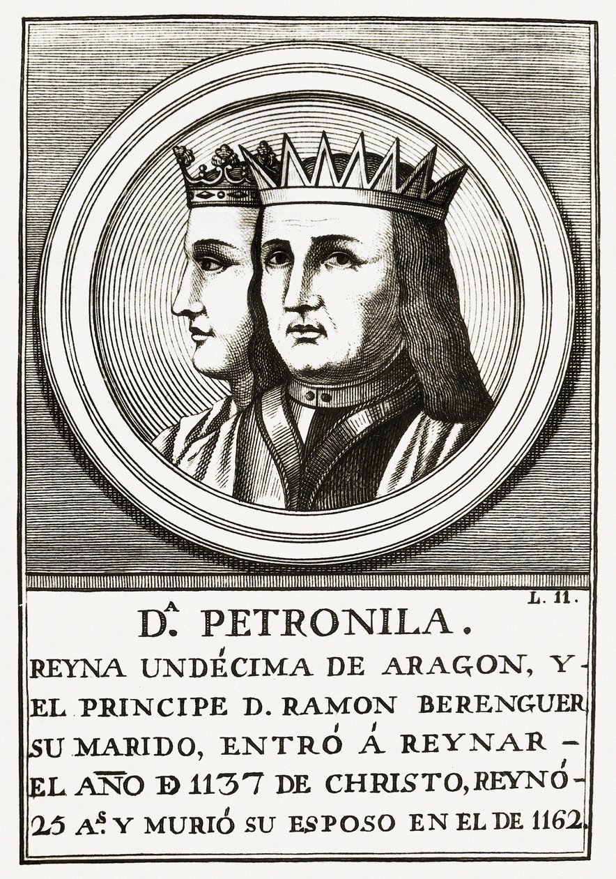 Raimond Berenger IV z Barcelony i Petronilla królowa Aragonii, grawerowanie. autorstwa Unbekannt