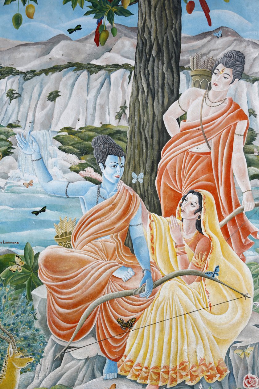 Rama, Sita i Laxman. Pashupatinah, Katmandu, Nepal autorstwa Unbekannt