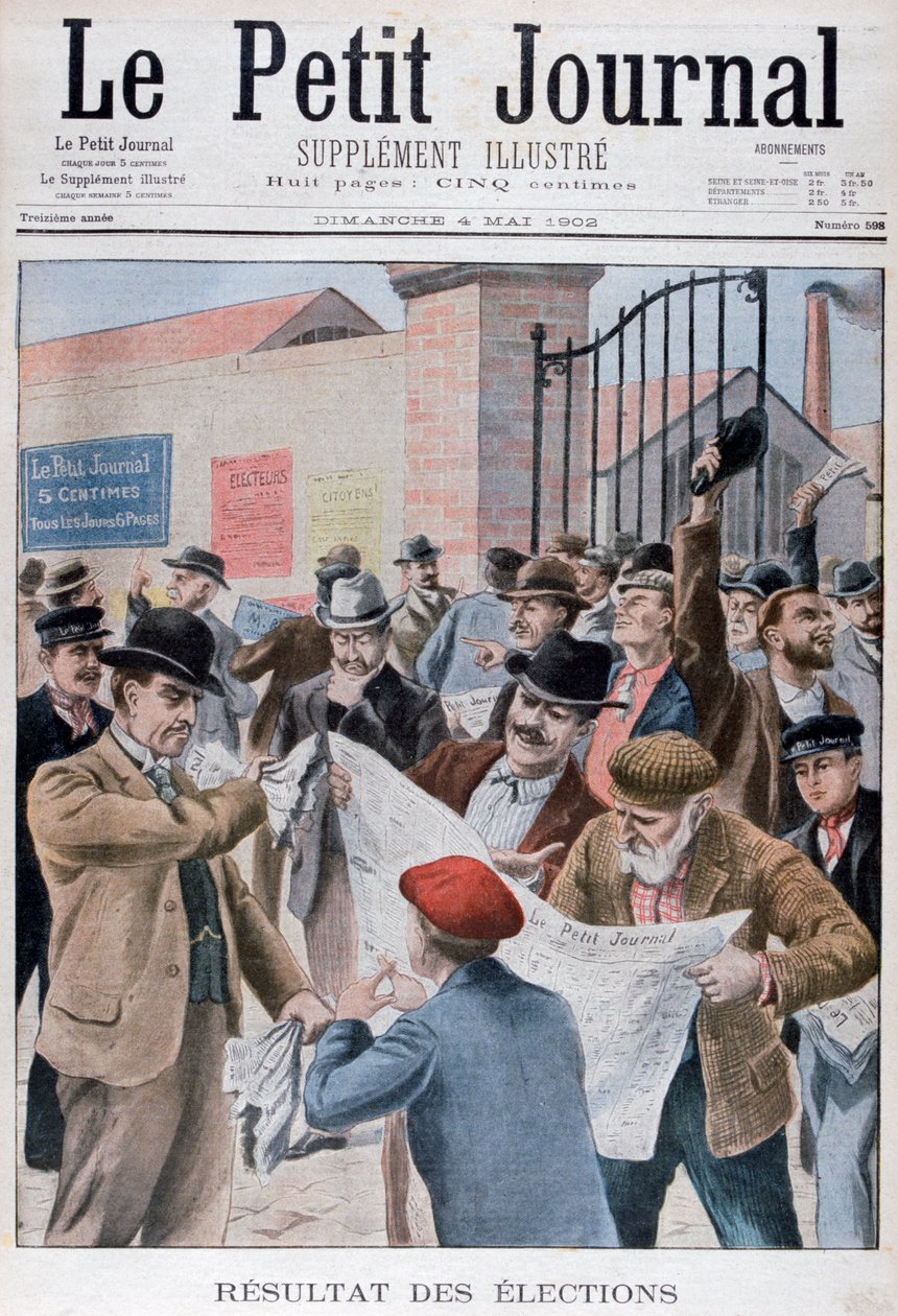 Odczytanie wyników wyborów w gazecie, Paryż, 1902 autorstwa Unbekannt