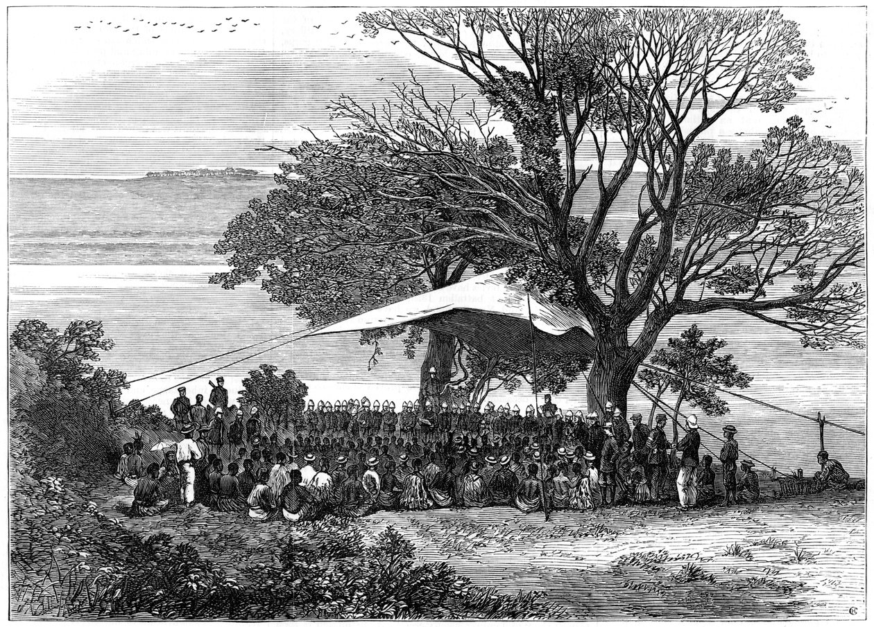 Czytanie ultimatum na brzegach Tugela, wojna Zulusów na południu, 1879 autorstwa Unbekannt