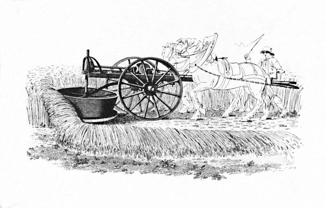 Maszyna do zbioru wynaleziona przez Jamesa Smitha z Deanston, 1816, 1904 autorstwa Unbekannt