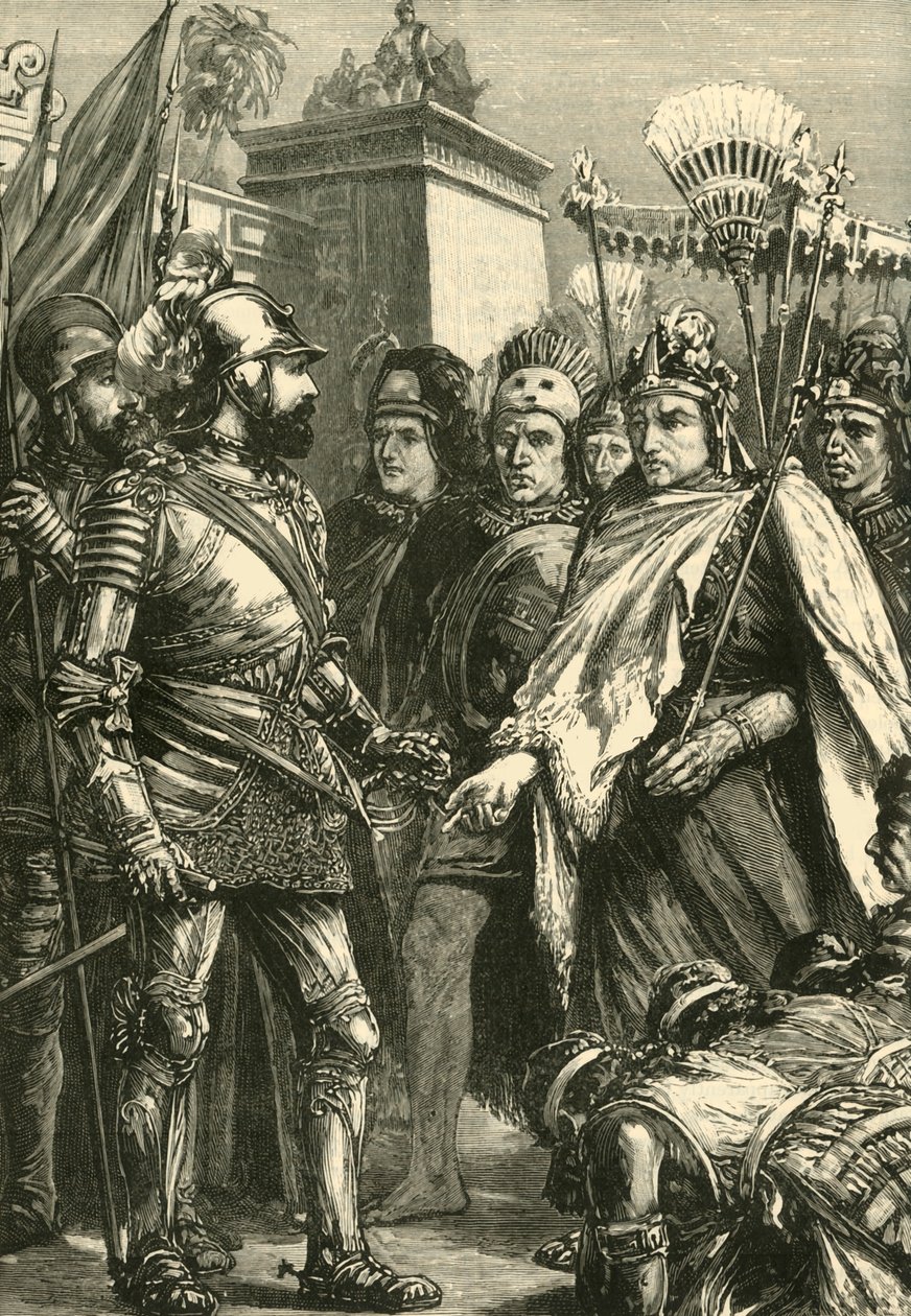 Przyjęcie Cortesa przez Montezumę, 1519, 1890. autorstwa Unbekannt