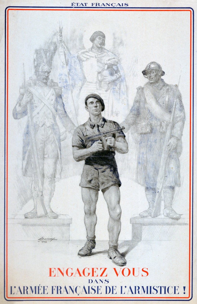 Plakat rekrutacyjny dla francuskiej armii zawieszenia broni, 1940-1942 autorstwa Unbekannt