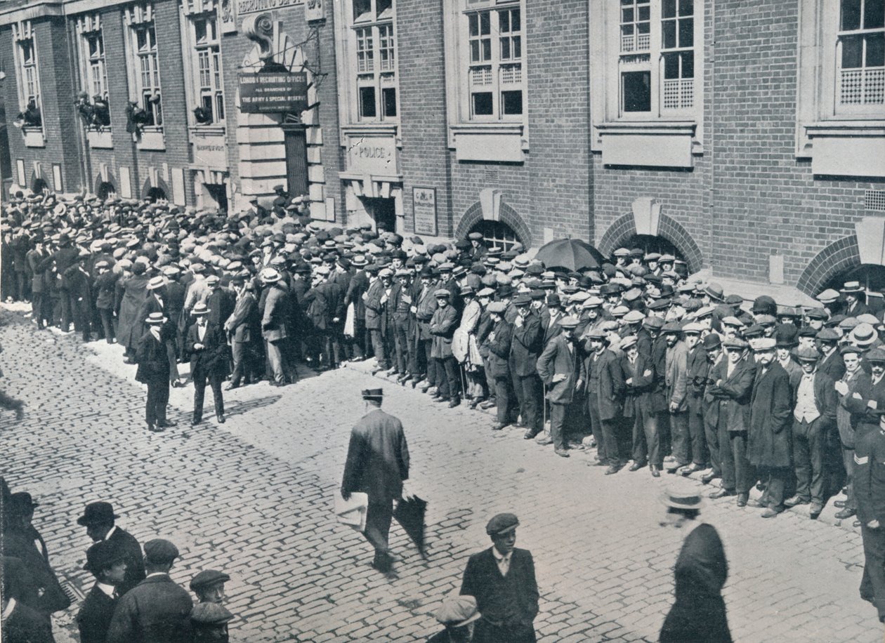 Rekruci czekają przed Centralnym Londyńskim Punktem Rekrutacyjnym, 1914 autorstwa Unbekannt