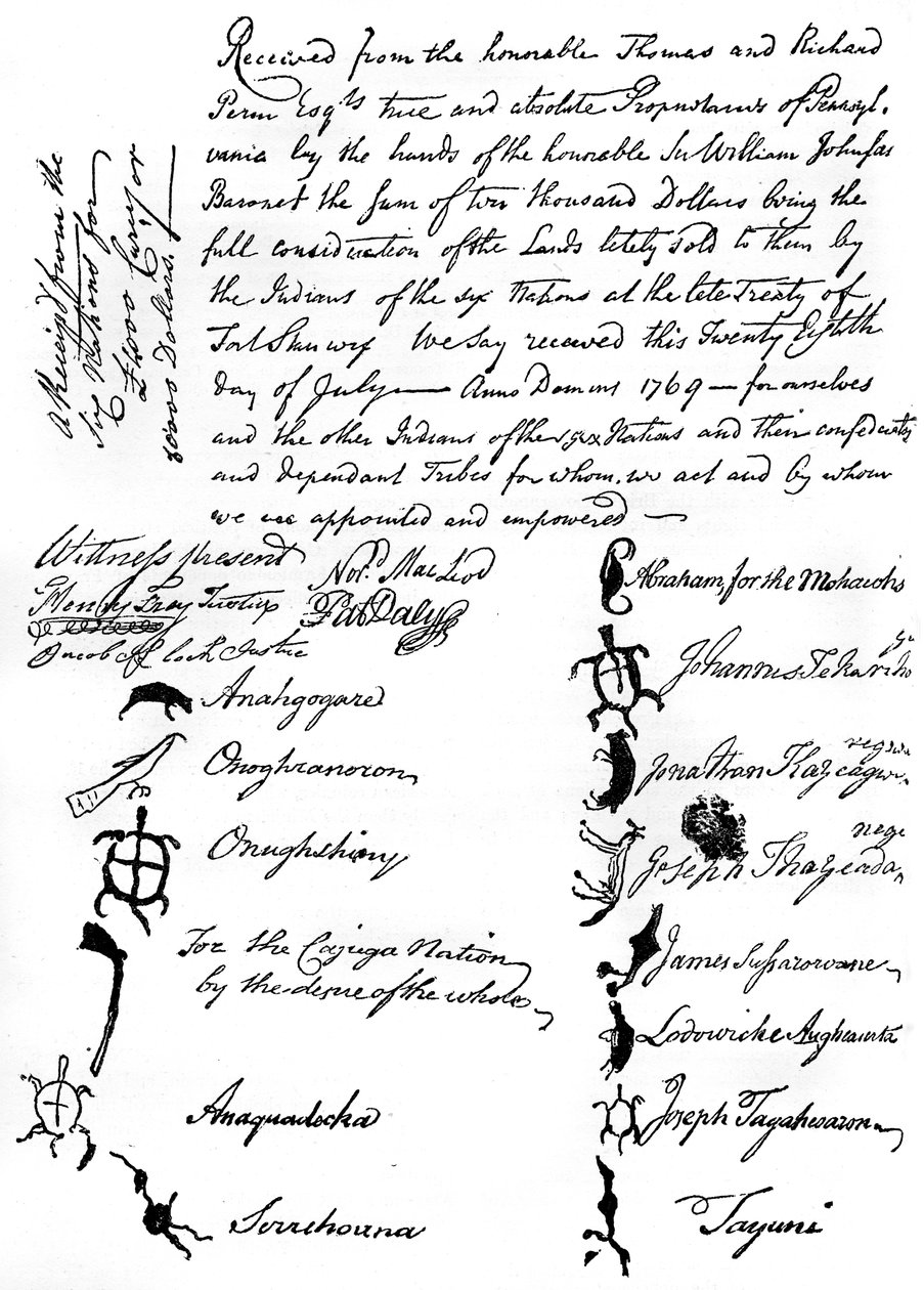 Zredukowane faksymile traktatu między plemionami brytyjskimi i rdzennymi Amerykanami, 1769, c1880 autorstwa Unbekannt