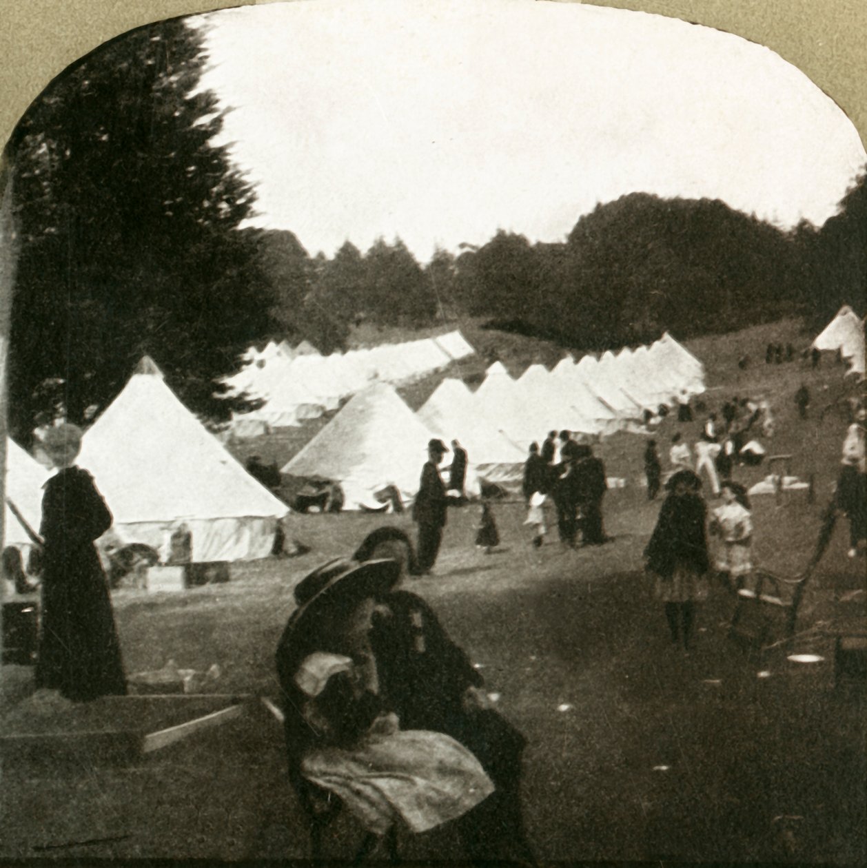 Obóz uchodźców na boisku balowym w parku Golden Gate, 1906. autorstwa Unbekannt