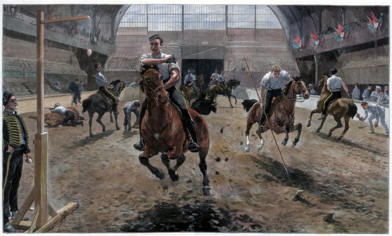 Próba do Królewskiego Turnieju Wojskowego w Sali Rolniczej, Islington, Londyn, 1886 autorstwa Unbekannt