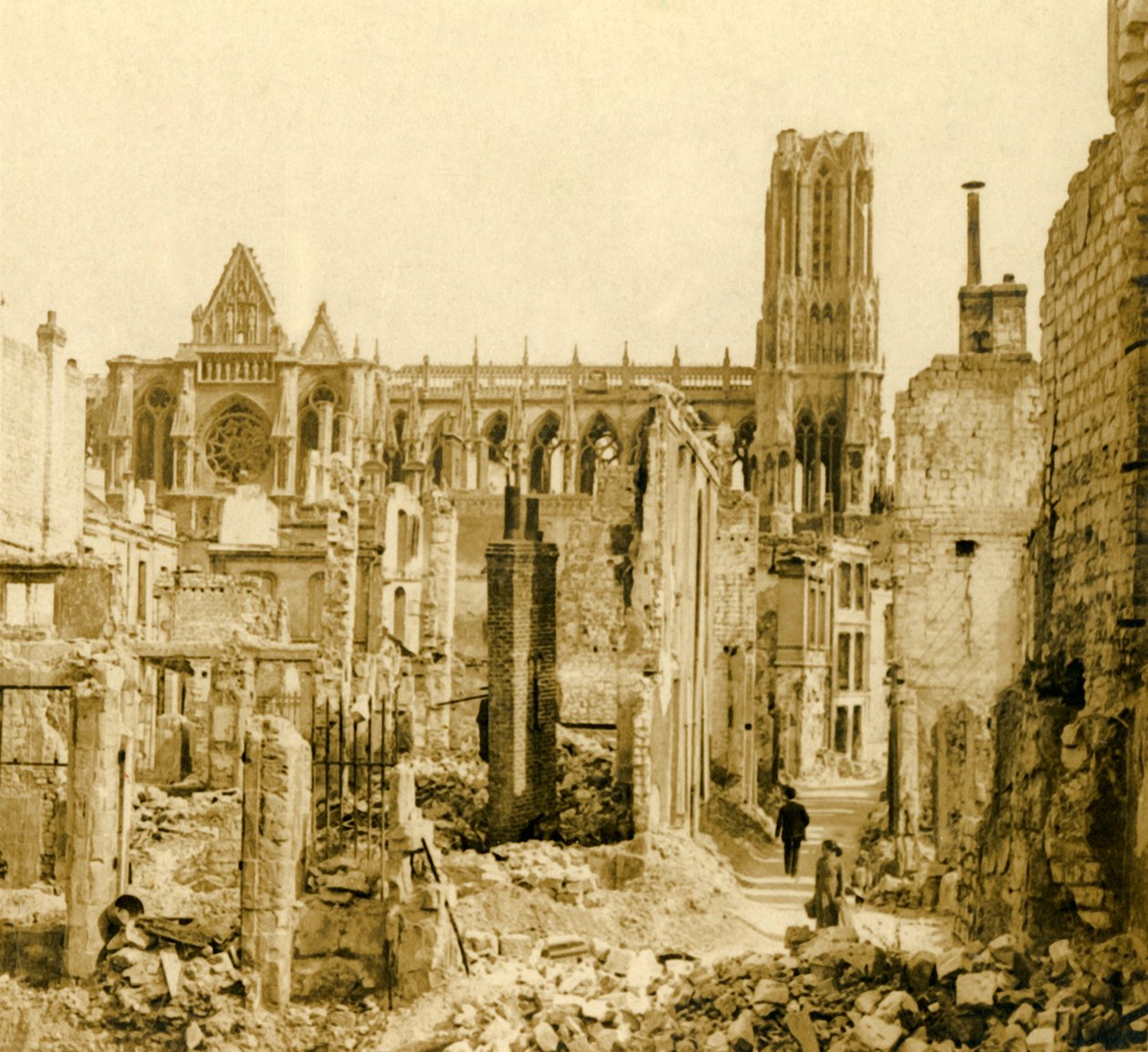 Katedra w Reims, Reims, północna Francja, c1914-c1918 autorstwa Unbekannt