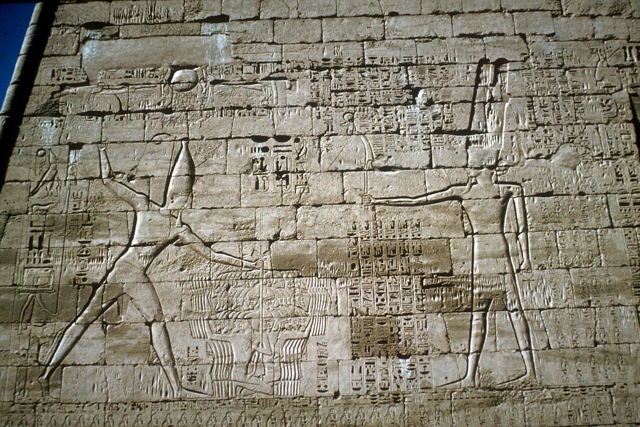 Ulga Ramzesa III uderzających wrogów, Świątynia grobowa Ramzesa III, Medinet Habu, c1200BC autorstwa Unbekannt