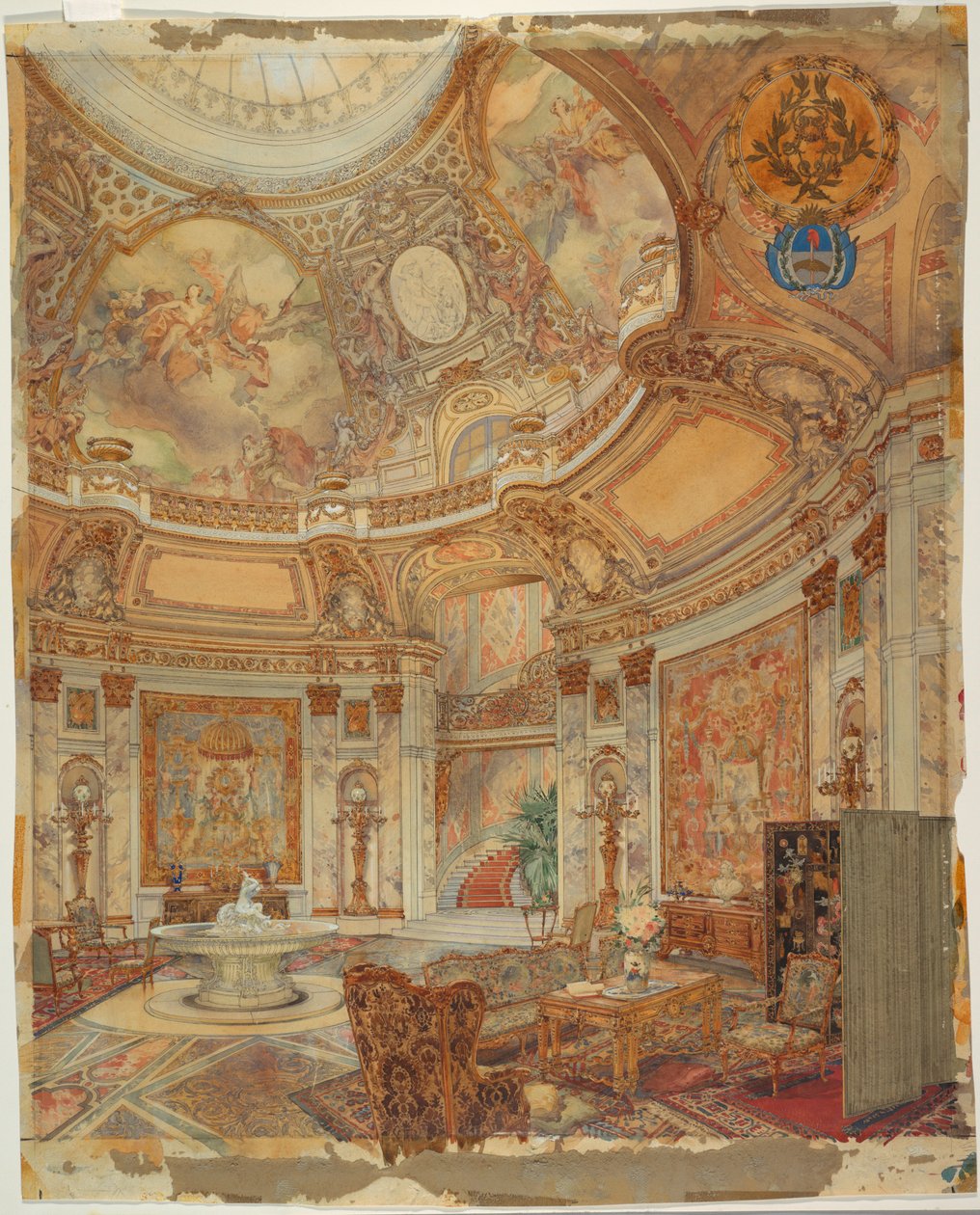Wizualizacja Wielkiej Galerii Honorowej, Palazzo Paz, Buenos Aires, Argentyna, ca. 1890 autorstwa Unbekannt