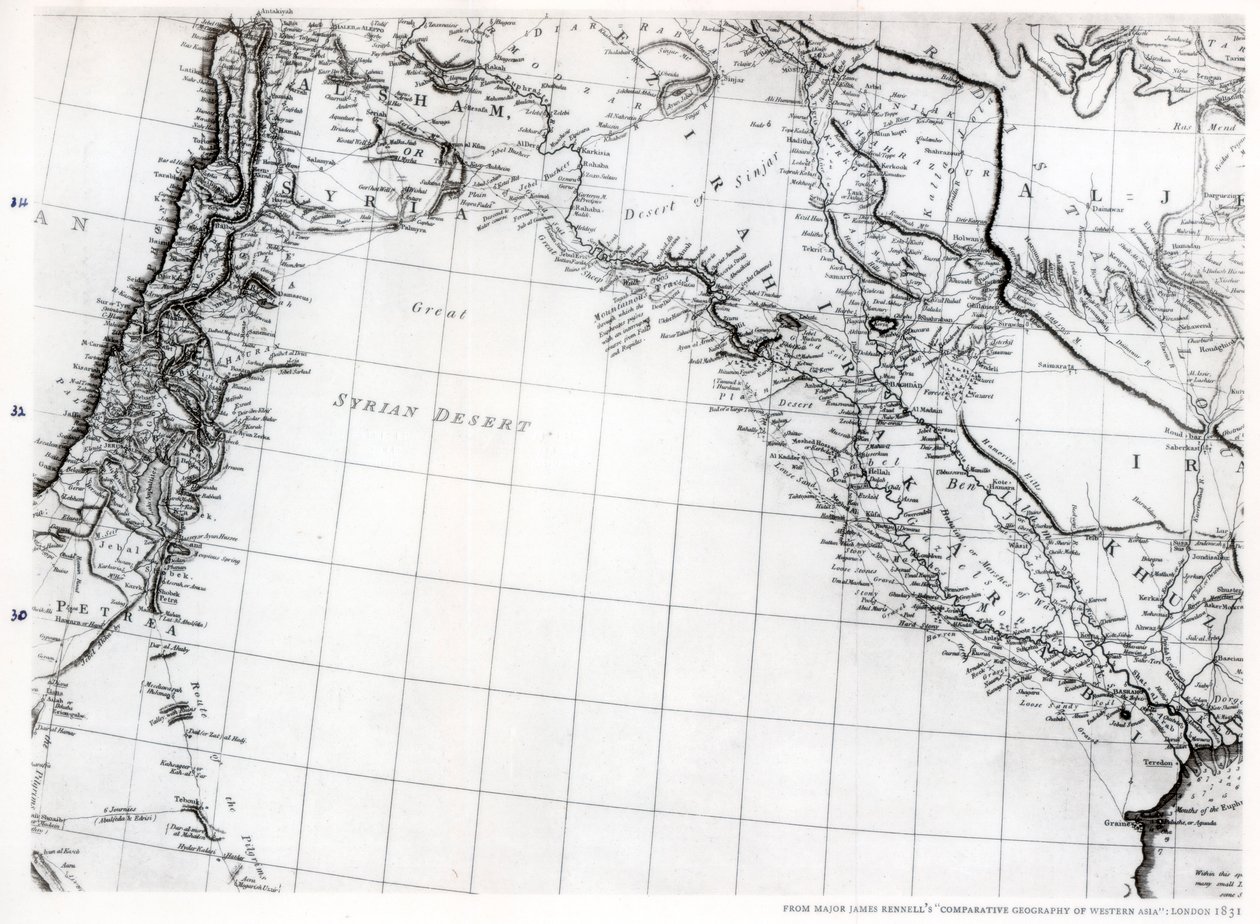 Mapa Rennells pustyni syryjskiej, dat. 1809, opublikowana 1831 1937 autorstwa Unbekannt