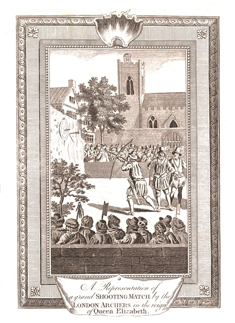 Reprezentacje meczu strzeleckiego przez londyńskich łuczników za panowania królowej Elżbiety, 1793 autorstwa Unbekannt