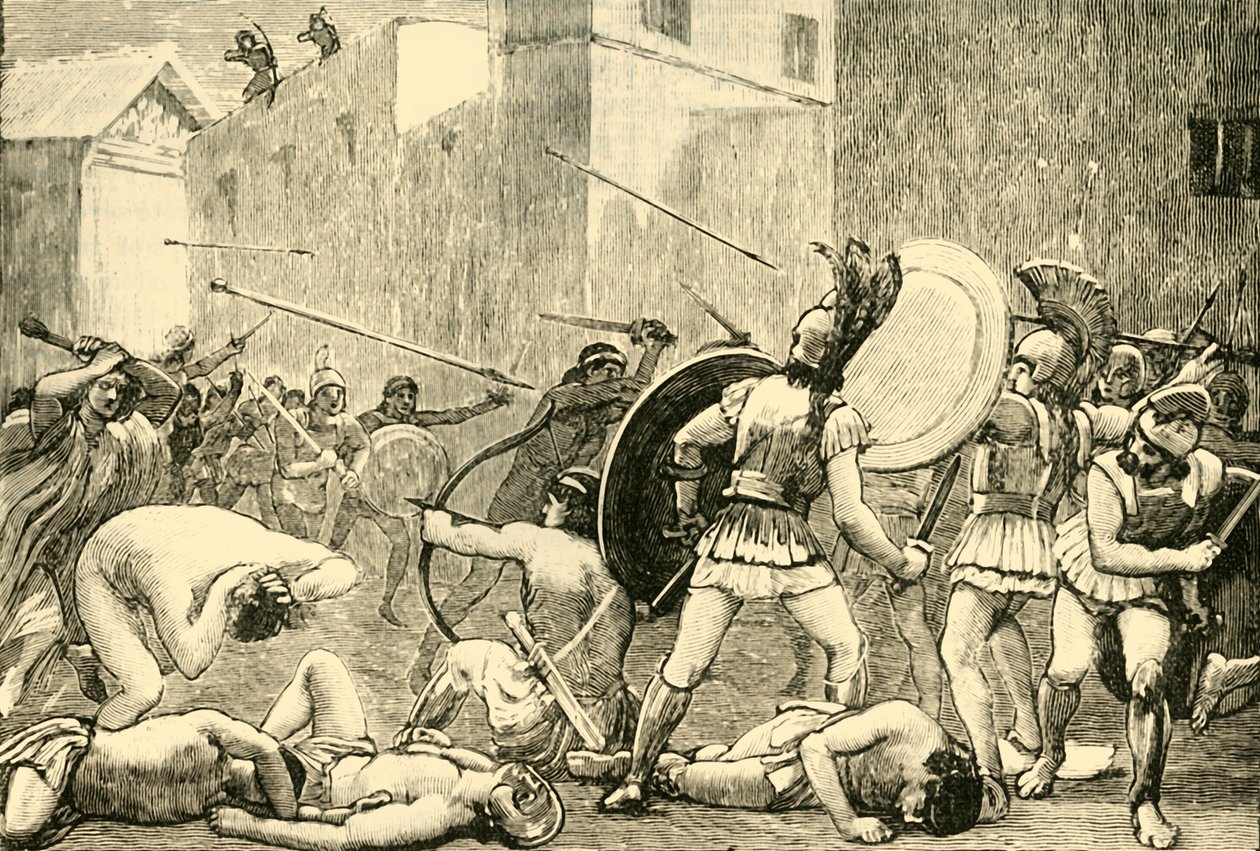 Odepchnięcie Pyrrusa ze Sparty, 1890. autorstwa Unbekannt