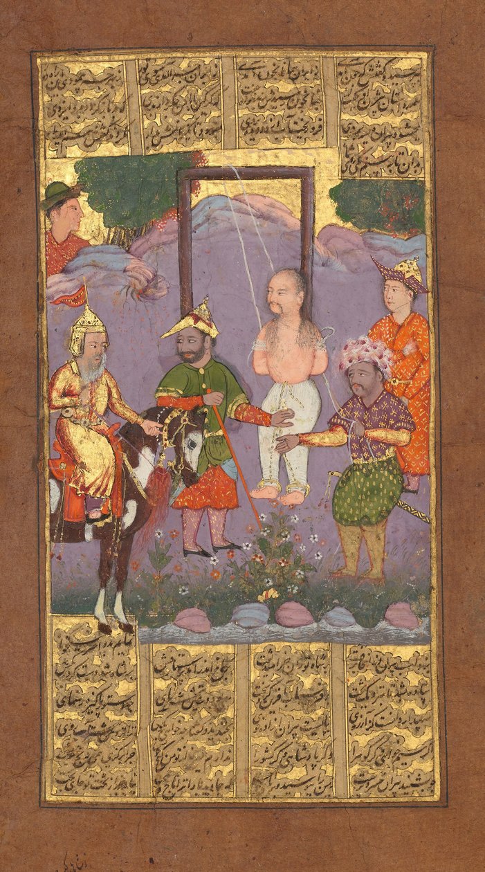 Ocalenie Bizhan przez Pirana, Folio z Księgi Szahnamy królów Firdausi, ca. 1610. autorstwa Unbekannt