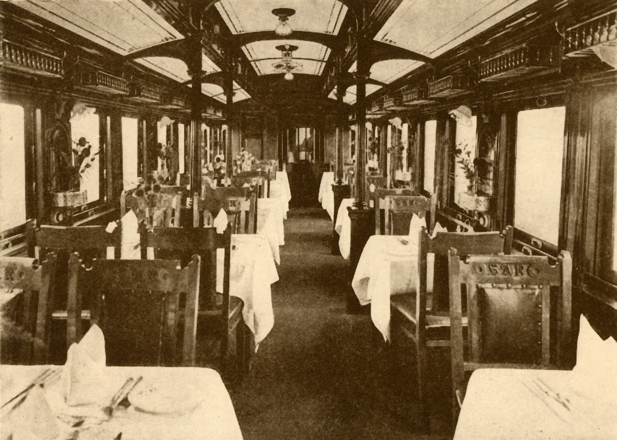 Wagon restauracyjny w pociągu dalekobieżnym, koleje południowoafrykańskie, 1930 r. autorstwa Unbekannt