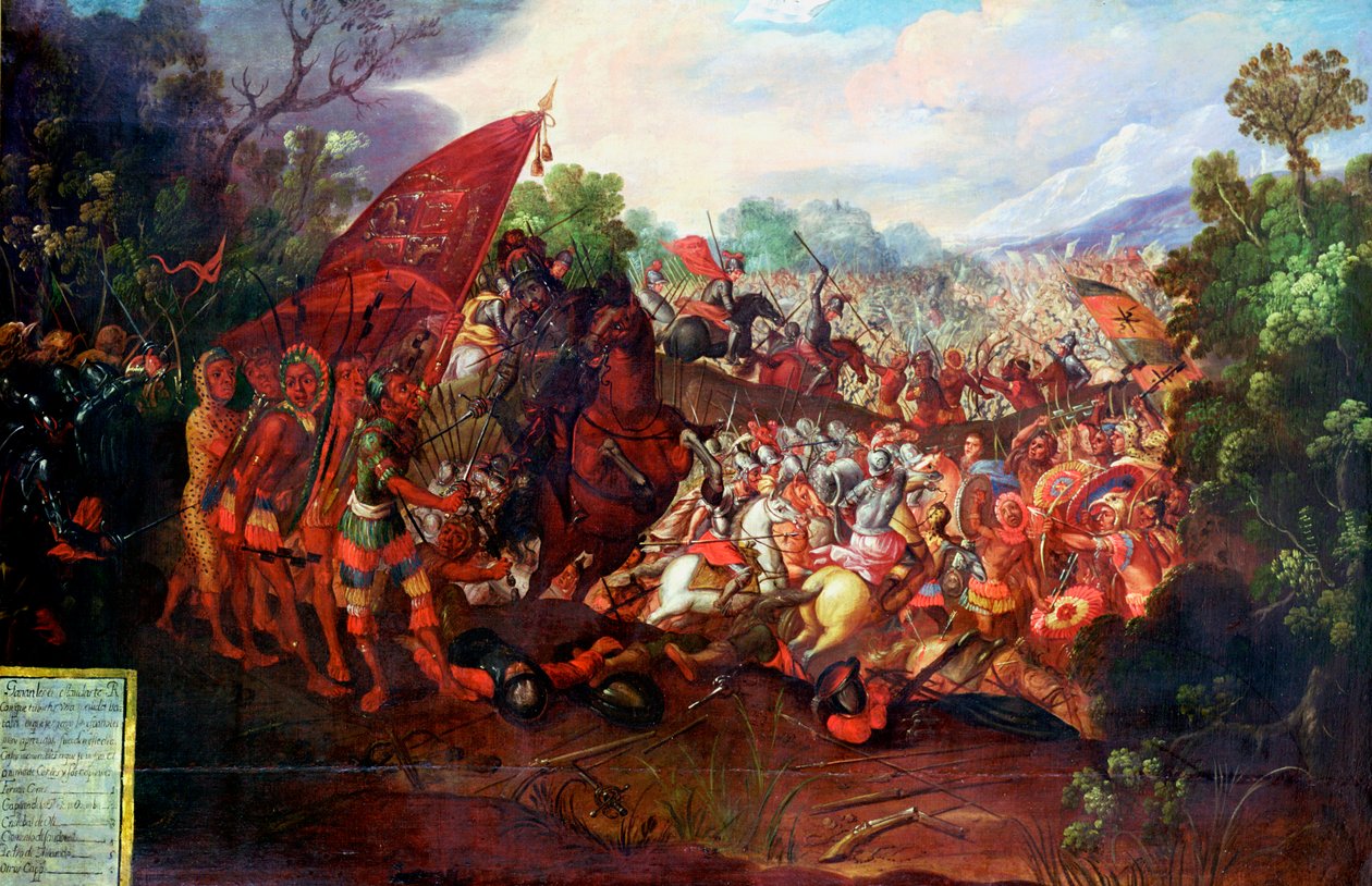 Odwrót Hernando Cortesa z Tenochtitlan, Meksyk, 1520 autorstwa Unbekannt