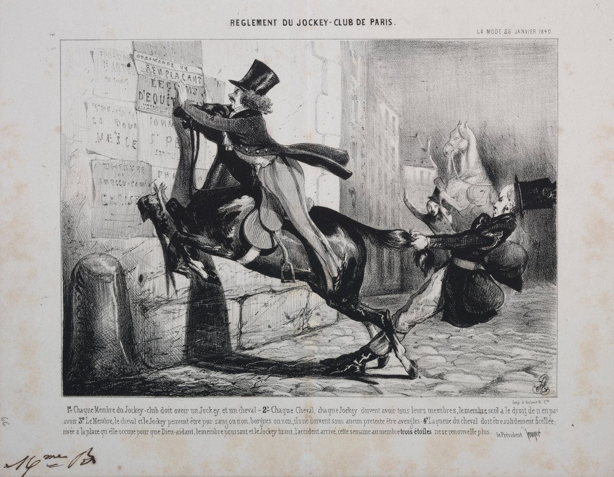 Regulamin Jockey Club of Paris: Każdy członek Jockey Club musi mieć Jockeya..., 1800 rok. autorstwa Unbekannt