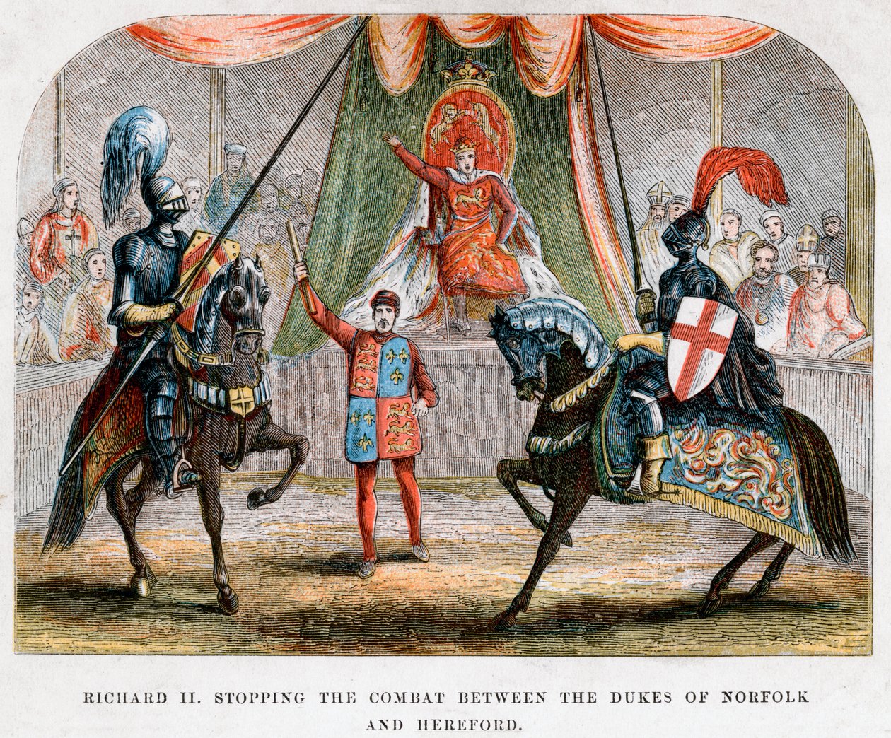 Ryszard II przerywa walkę między książętami Norfolk i Hereford, 1398 autorstwa Unbekannt