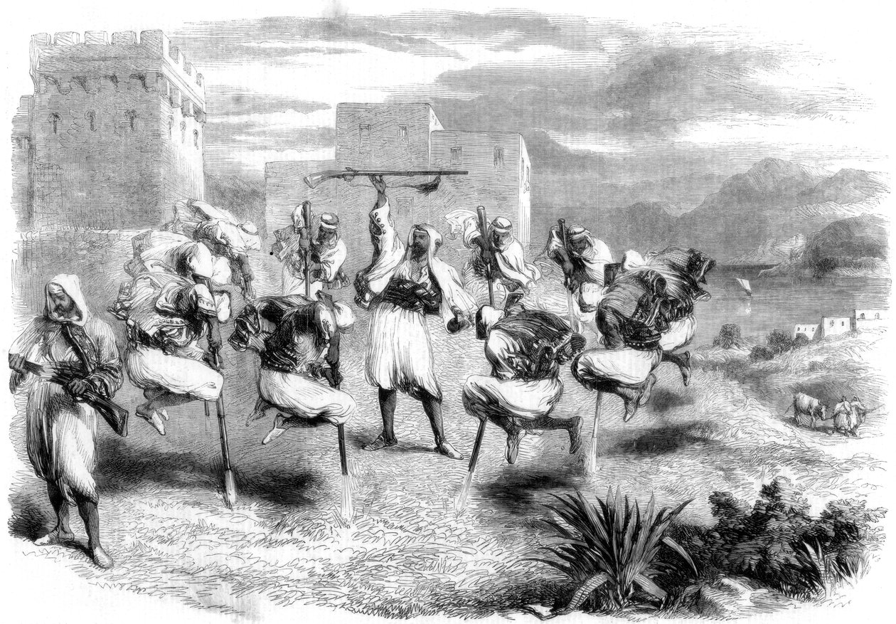 Taniec weselny Riffian w Tangerze, 1860 autorstwa Unbekannt