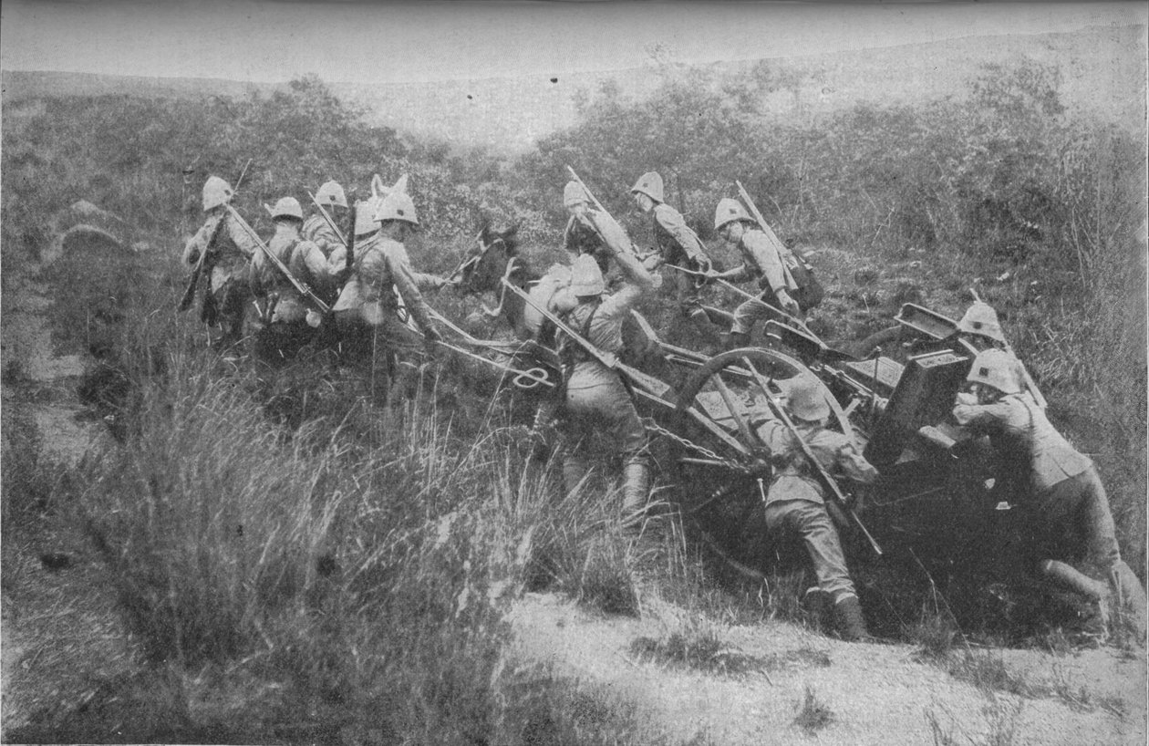 Brygada strzelców ćwicząca wspinaczkę górską z Maximem, 1902 autorstwa Unbekannt