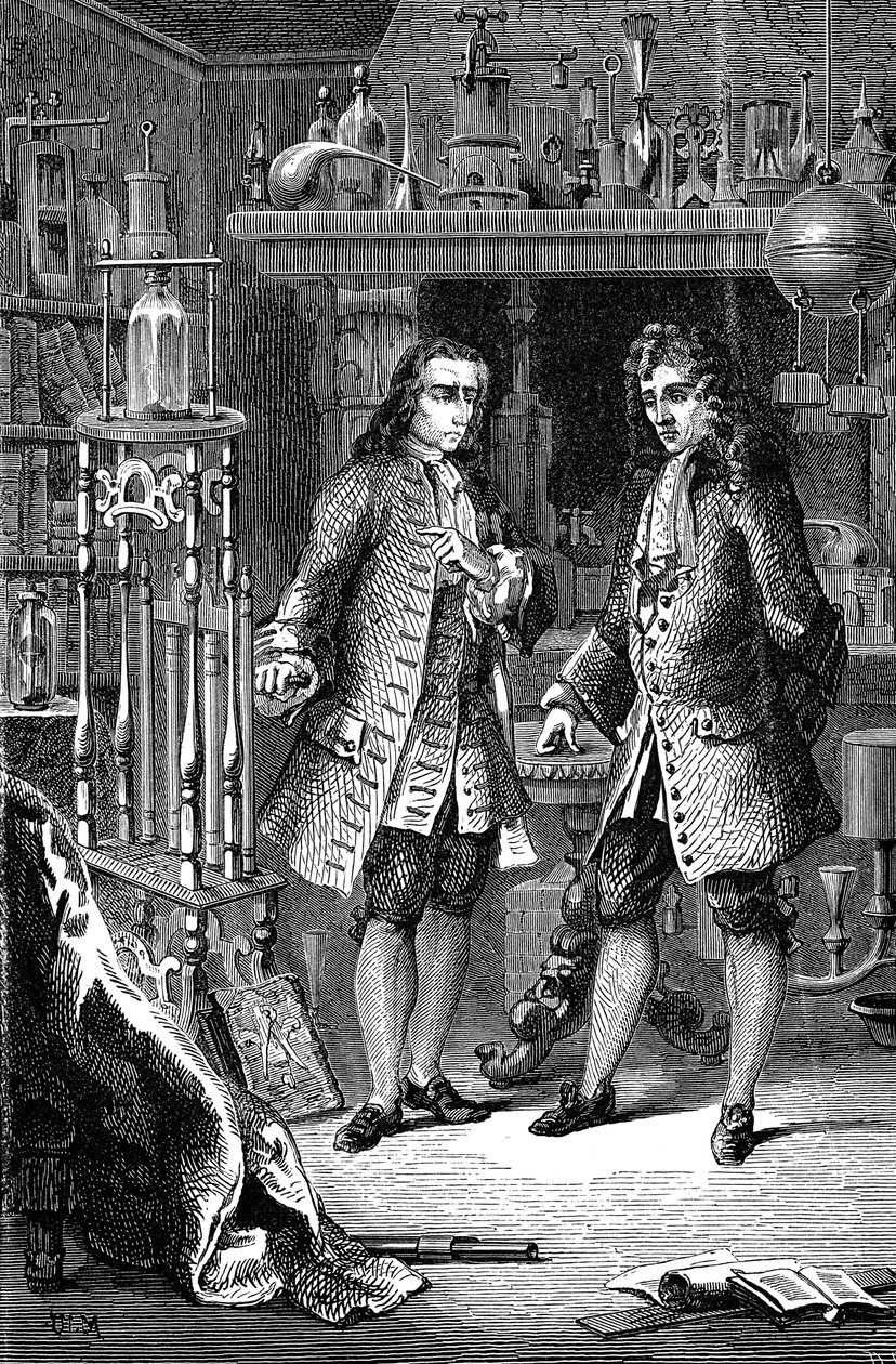 Robert Boyle, anglo-irlandzki chemik i fizyk oraz Denis Papin, francuski fizyk, 1870 autorstwa Unbekannt
