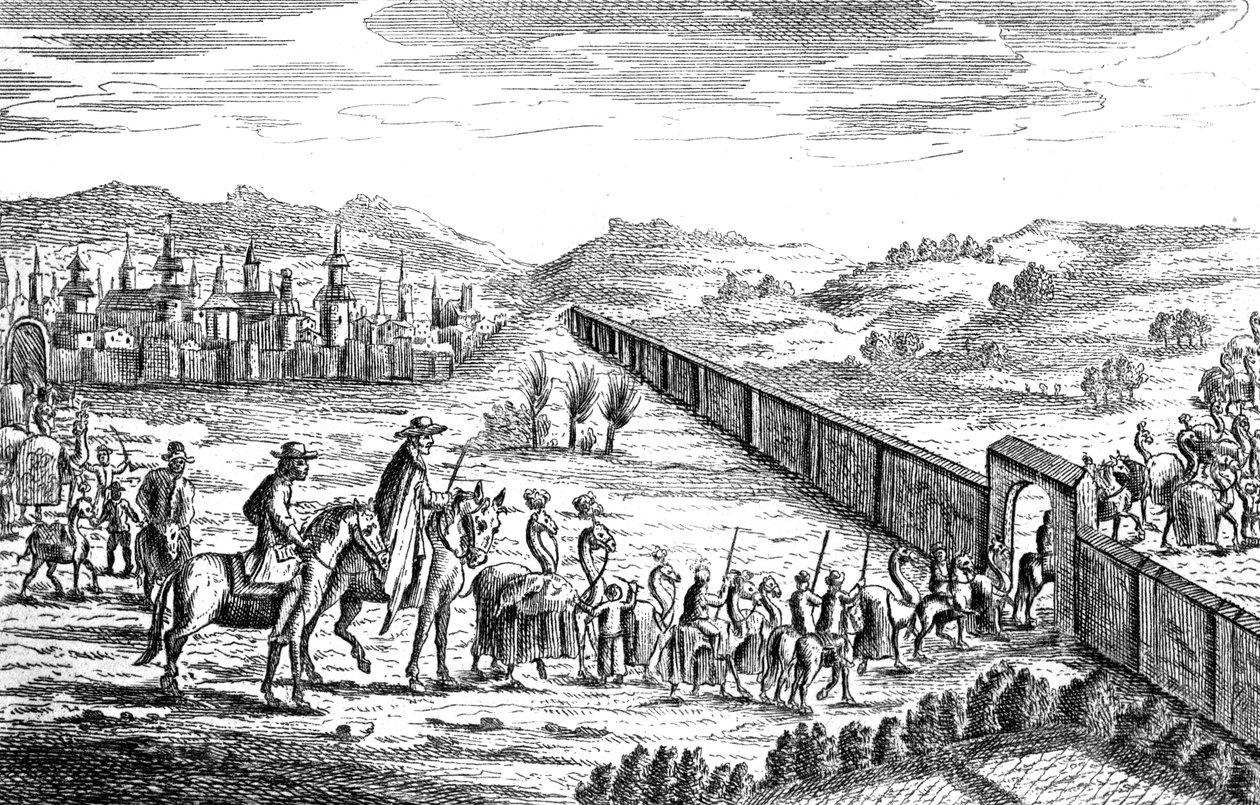 Robinson Crusoe z moskiewską karawaną, c1719 autorstwa Unbekannt