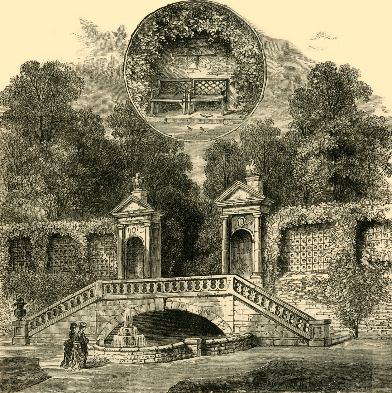 Rogers Seat i Inigo Jones Gateway, Holland House, c1876. autorstwa Unbekannt
