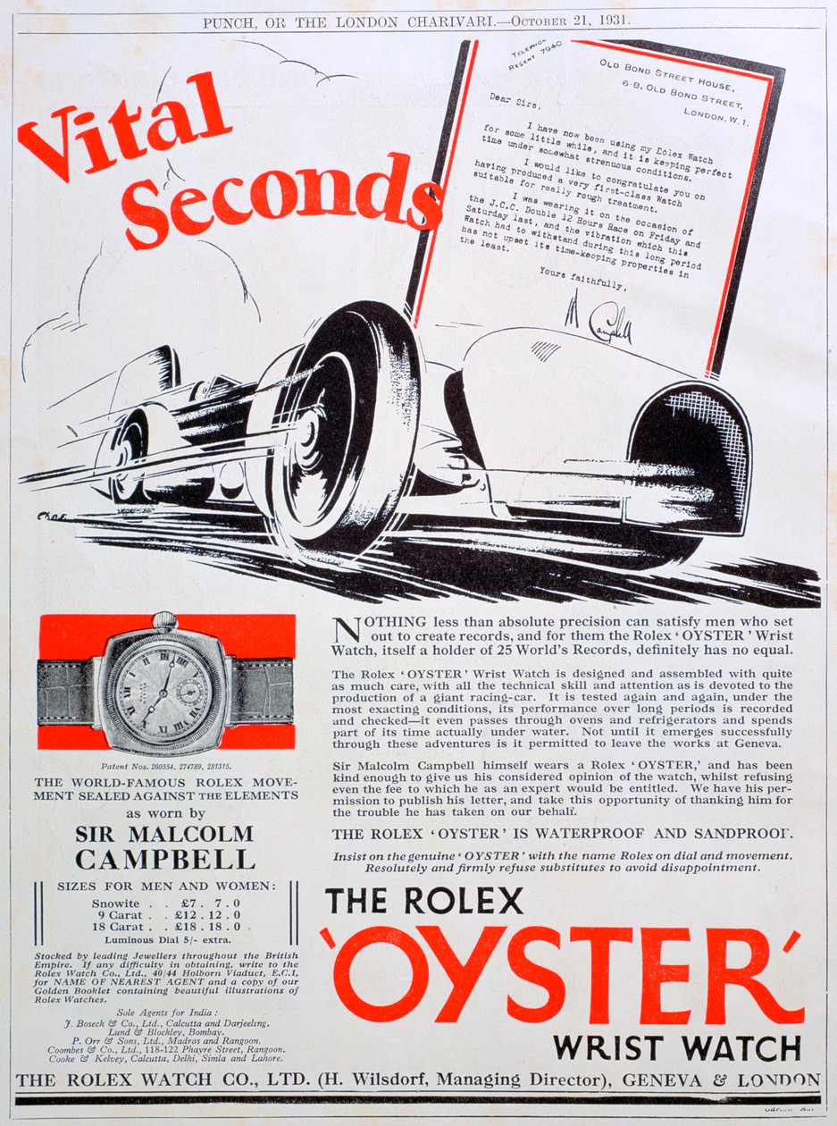 Reklama zegarka Rolex Oyster, 1931 autorstwa Unbekannt