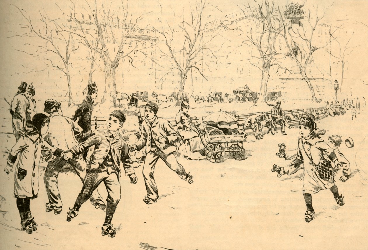 Jazda na rolkach na Madison Square, Nowy Jork, 1881. autorstwa Unbekannt
